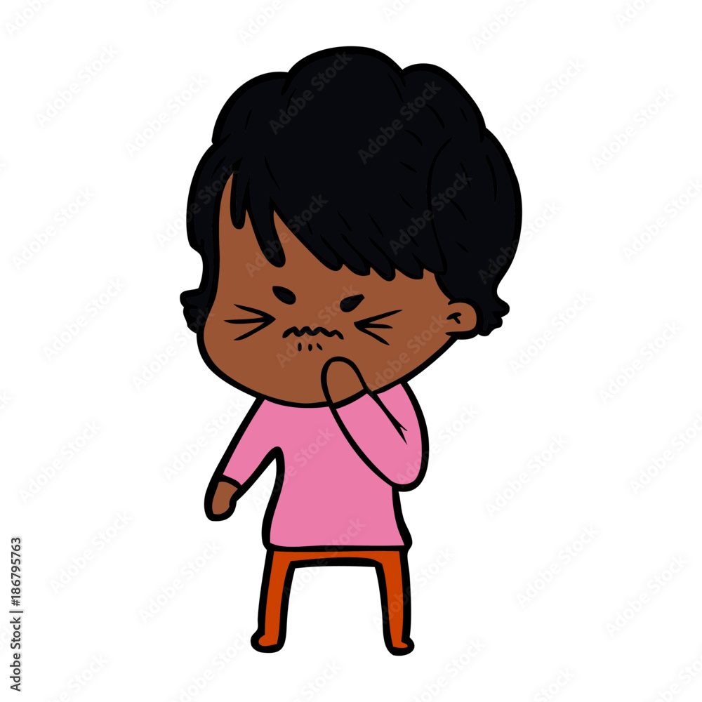 cartoon frustrated woman