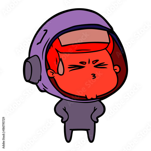 cartoon stressed astronaut