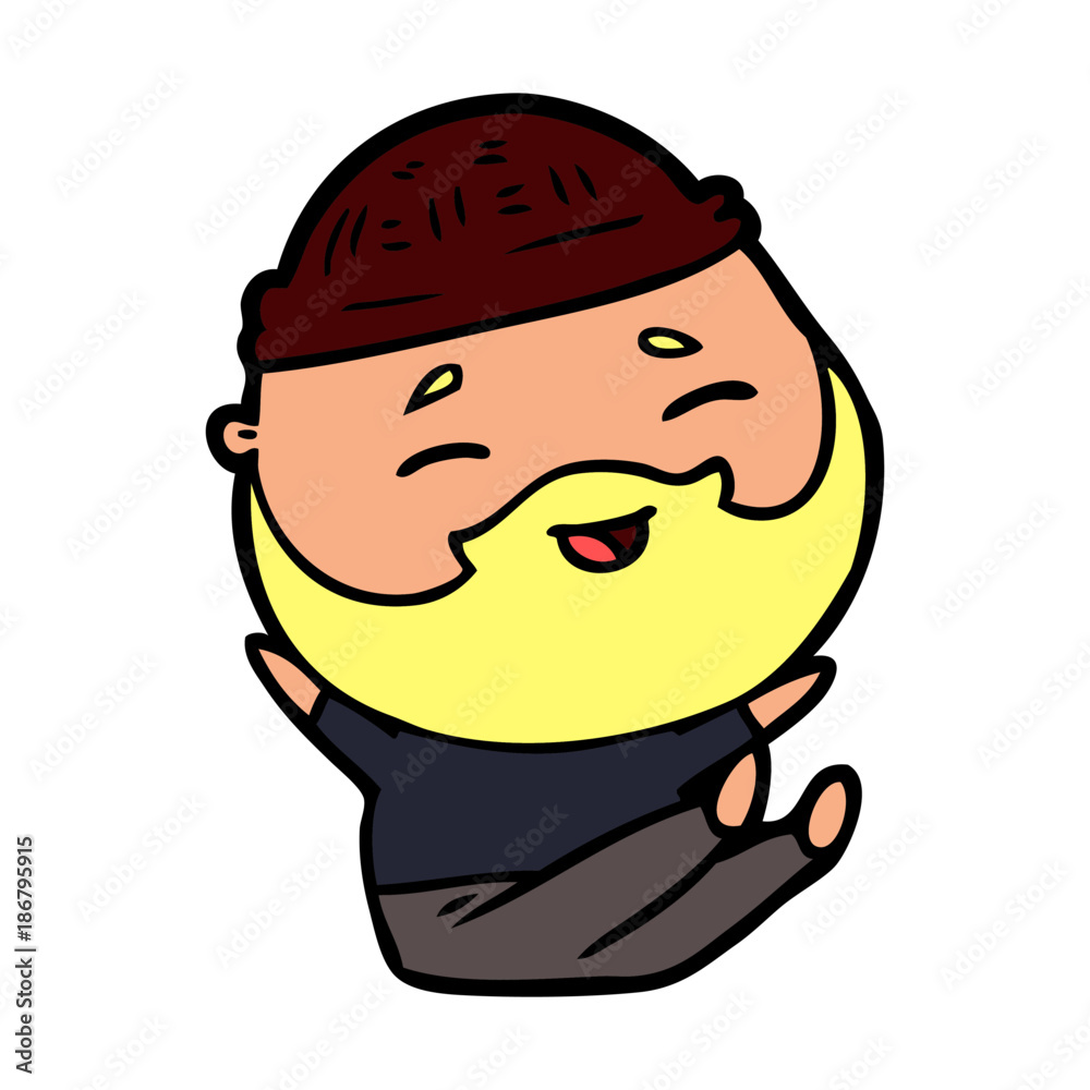 cartoon happy bearded man