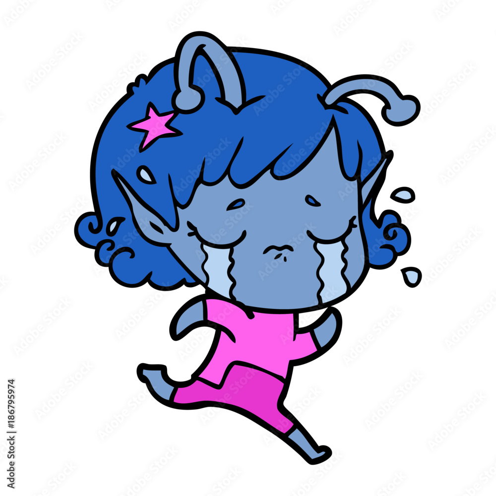 cartoon crying alien girl cartoon crying alien girl