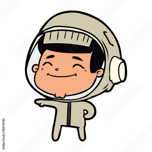 happy cartoon astronaut