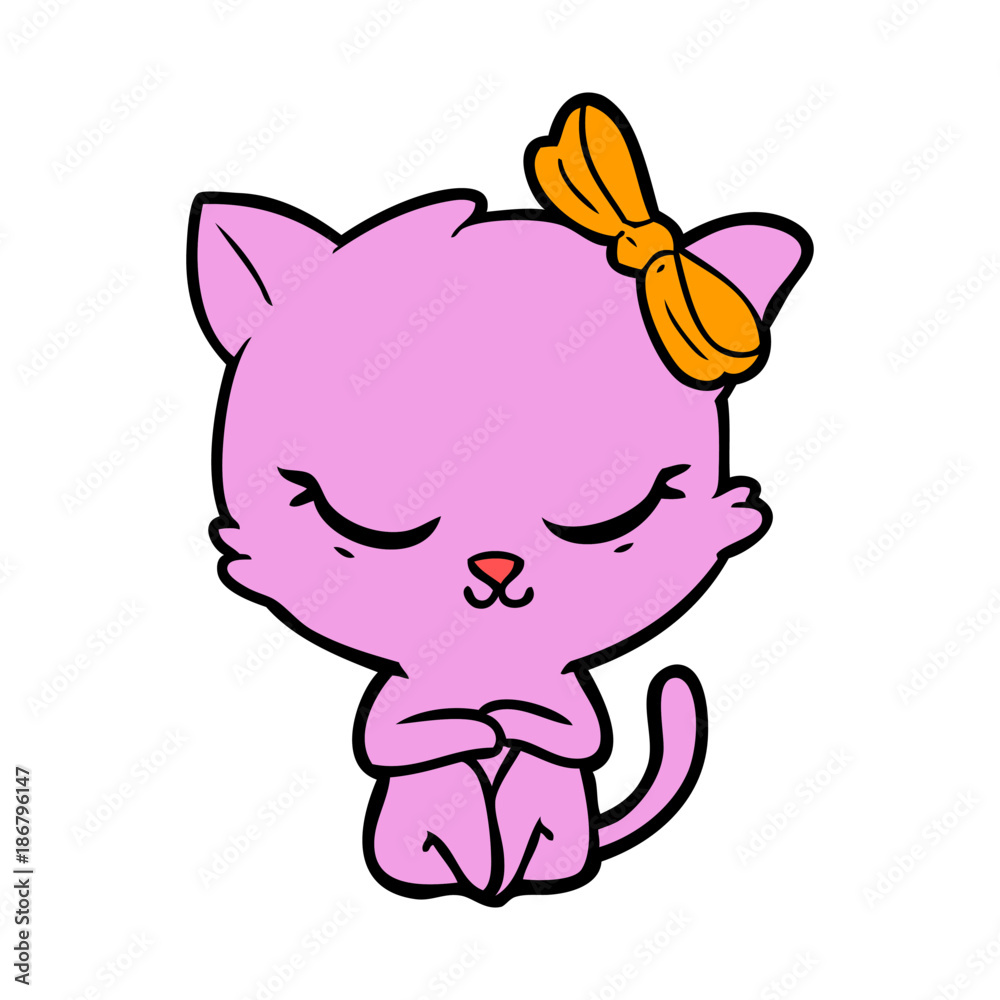cute cartoon cat with bow cute cartoon cat with bow