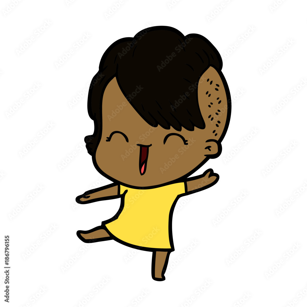 cartoon happy hipster girl cartoon happy hipster girl