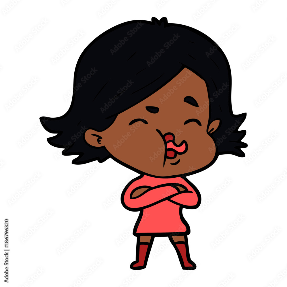Obraz premium cartoon girl pulling face