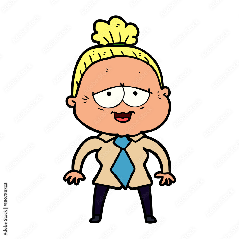 cartoon happy old lady