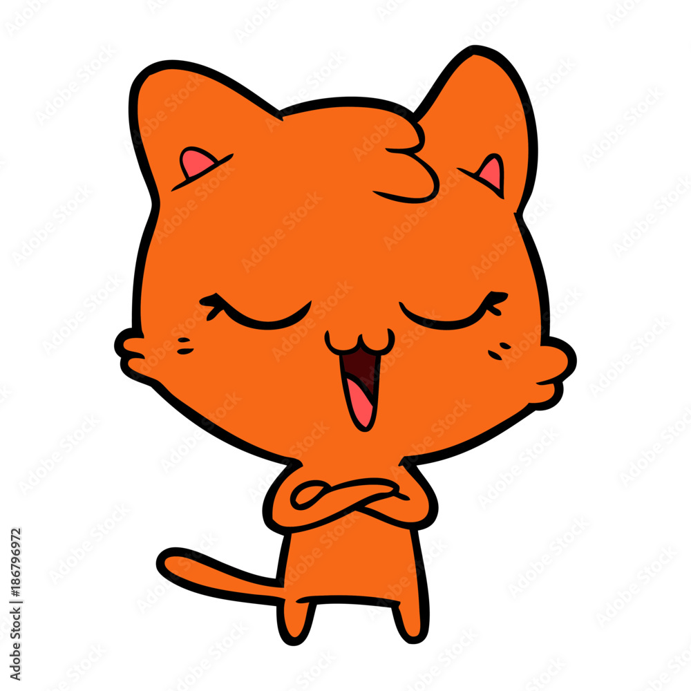 happy cartoon cat