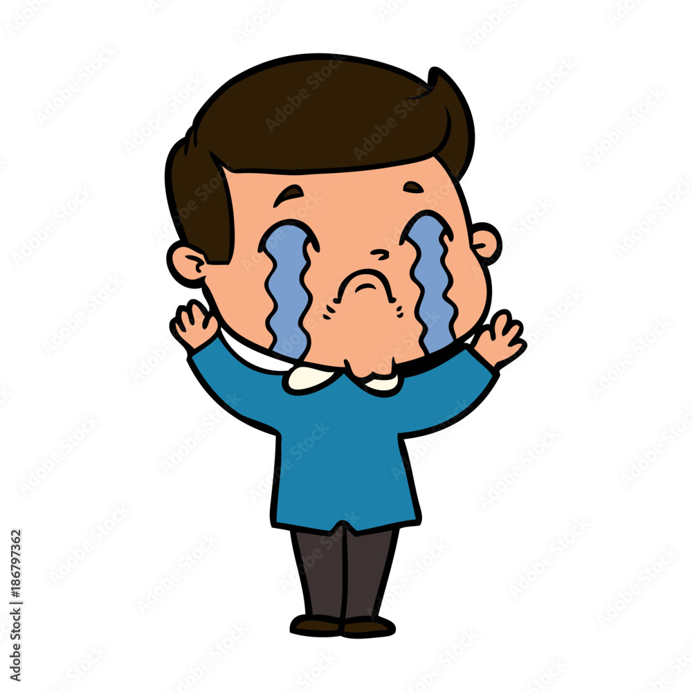 cartoon man crying