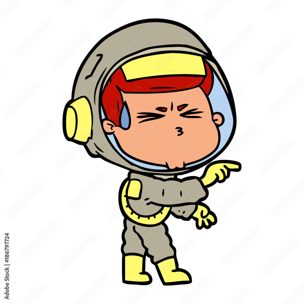 cartoon stressed astronaut