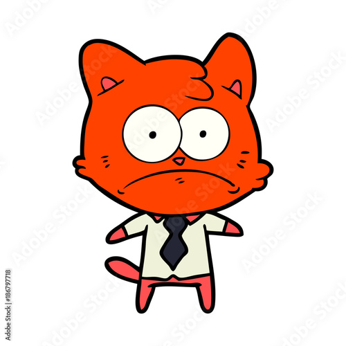 cartoon nervous business cat