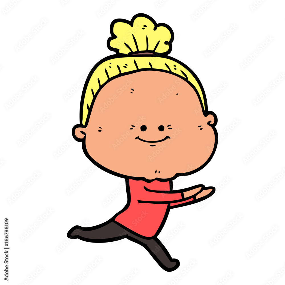 cartoon happy old woman