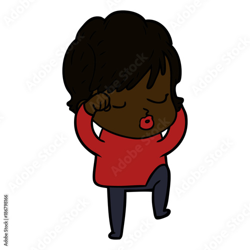 cartoon woman with eyes shut