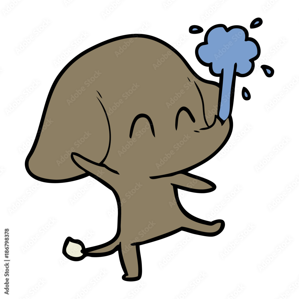 Obraz premium cute cartoon elephant spouting water