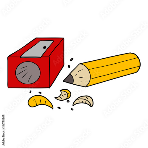 cartoon pencil and sharpener