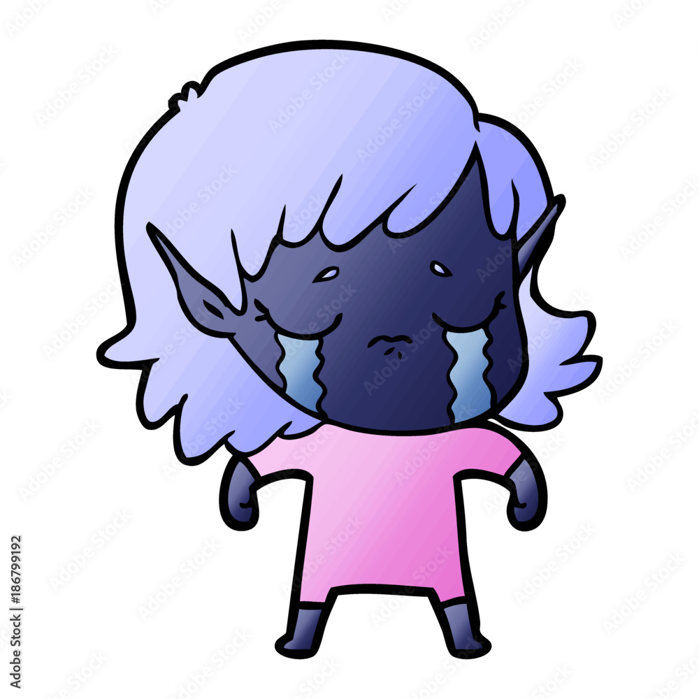cartoon crying elf girl cartoon crying elf girl