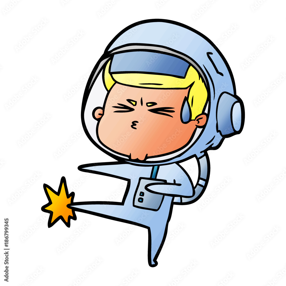 Obraz premium cartoon stressed astronaut