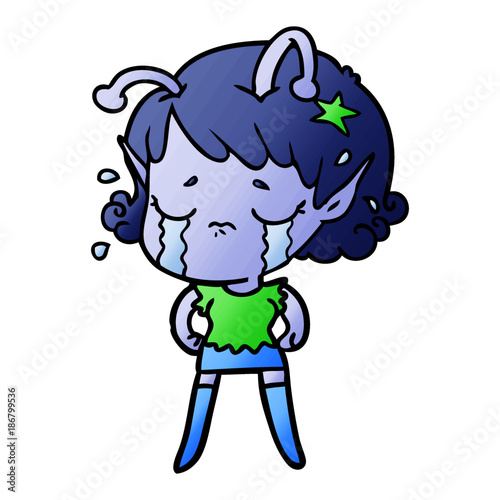 cartoon crying alien girl