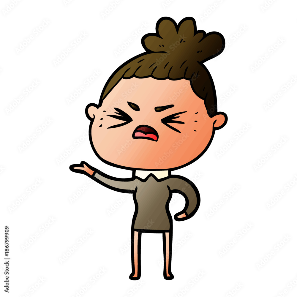 cartoon angry woman