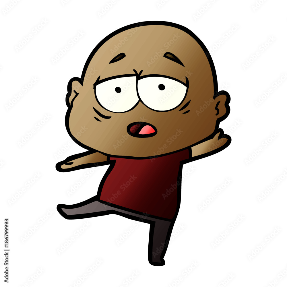 Obraz premium cartoon tired bald man