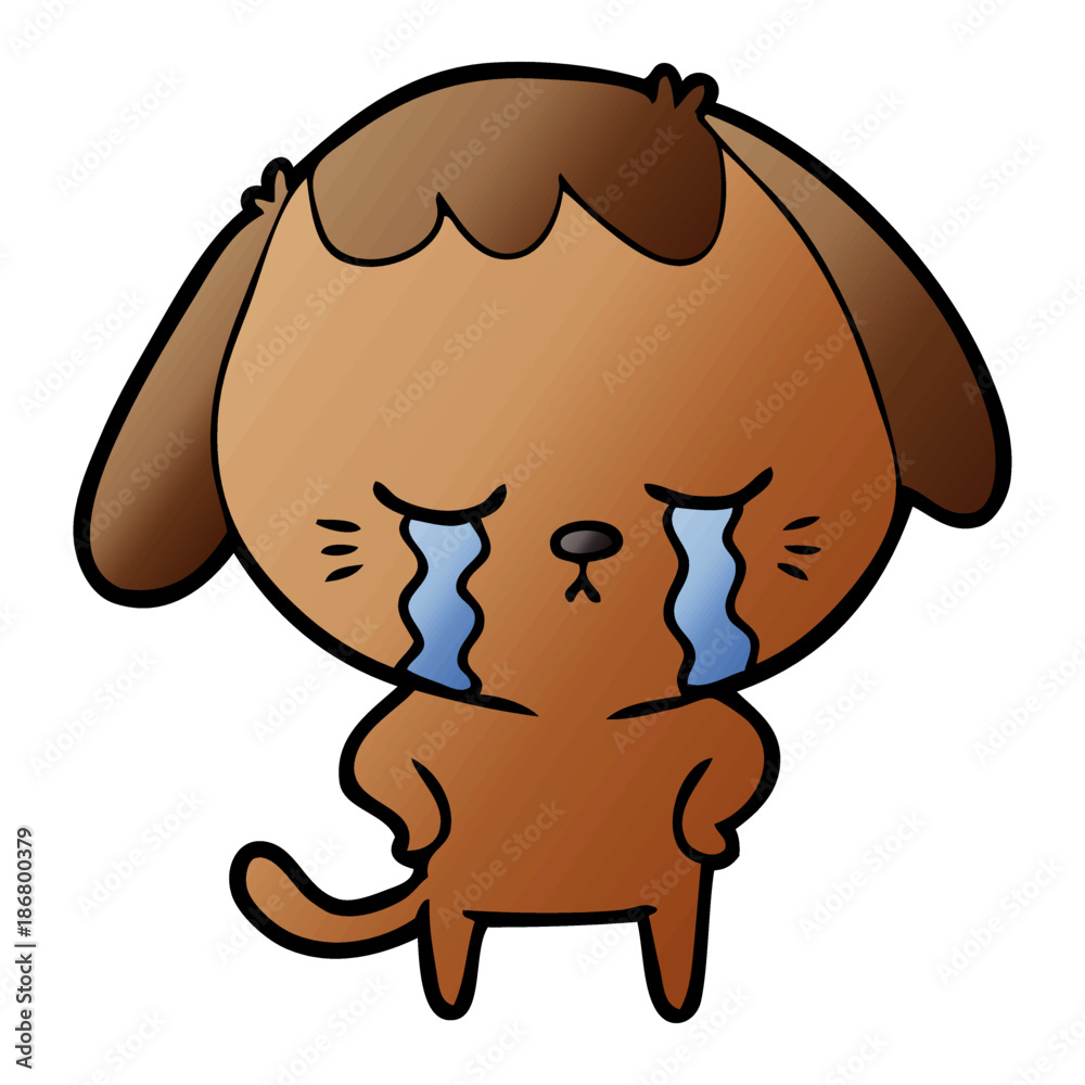 Fototapeta premium cute puppy crying cartoon