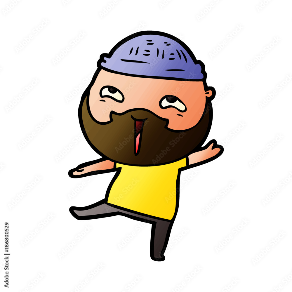 cartoon happy bearded man