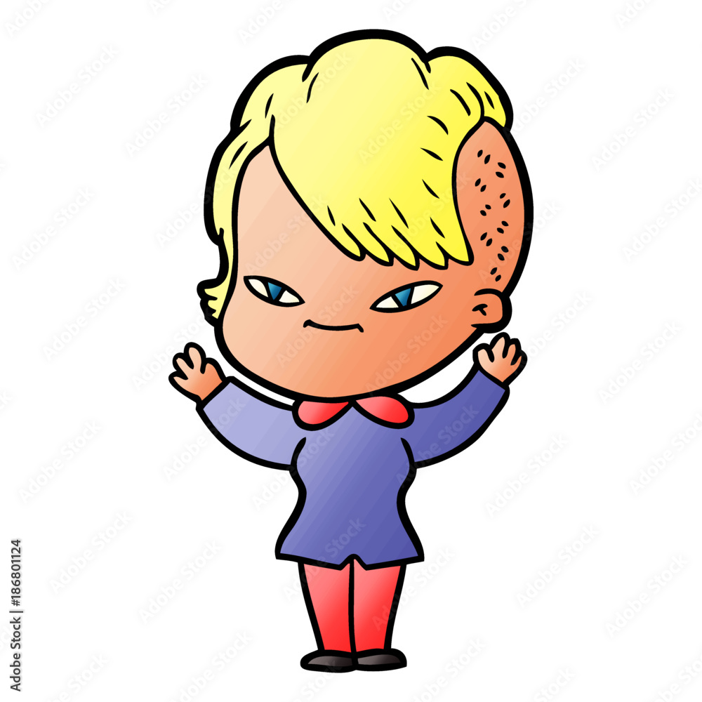 cute cartoon girl with hipster haircut cute cartoon girl with hipster haircut