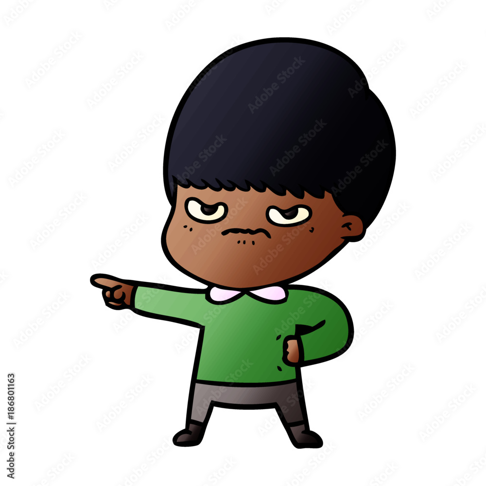 annoyed cartoon boy