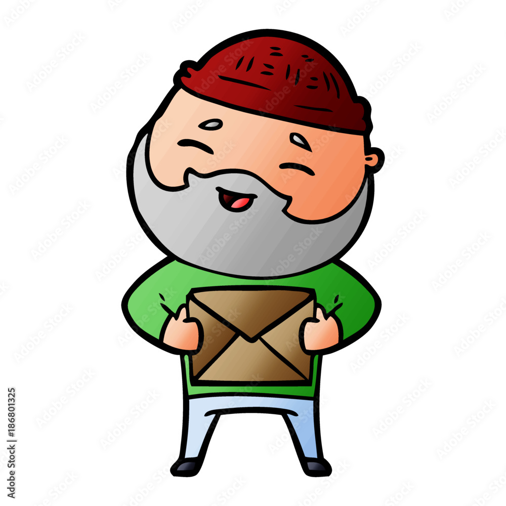 cartoon happy bearded man cartoon happy bearded man