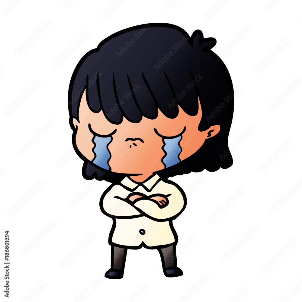 cartoon woman crying