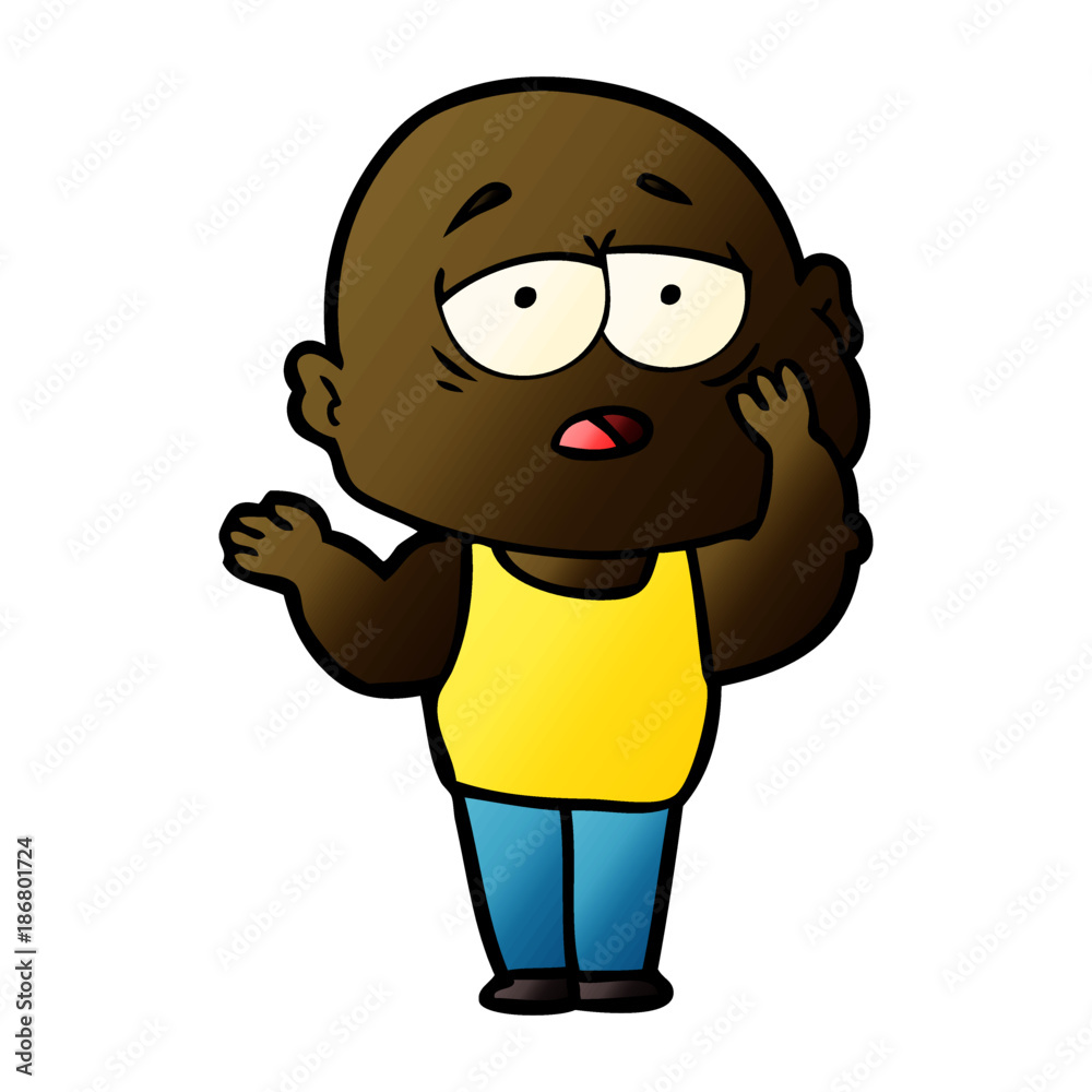 cartoon tired bald man cartoon tired bald man