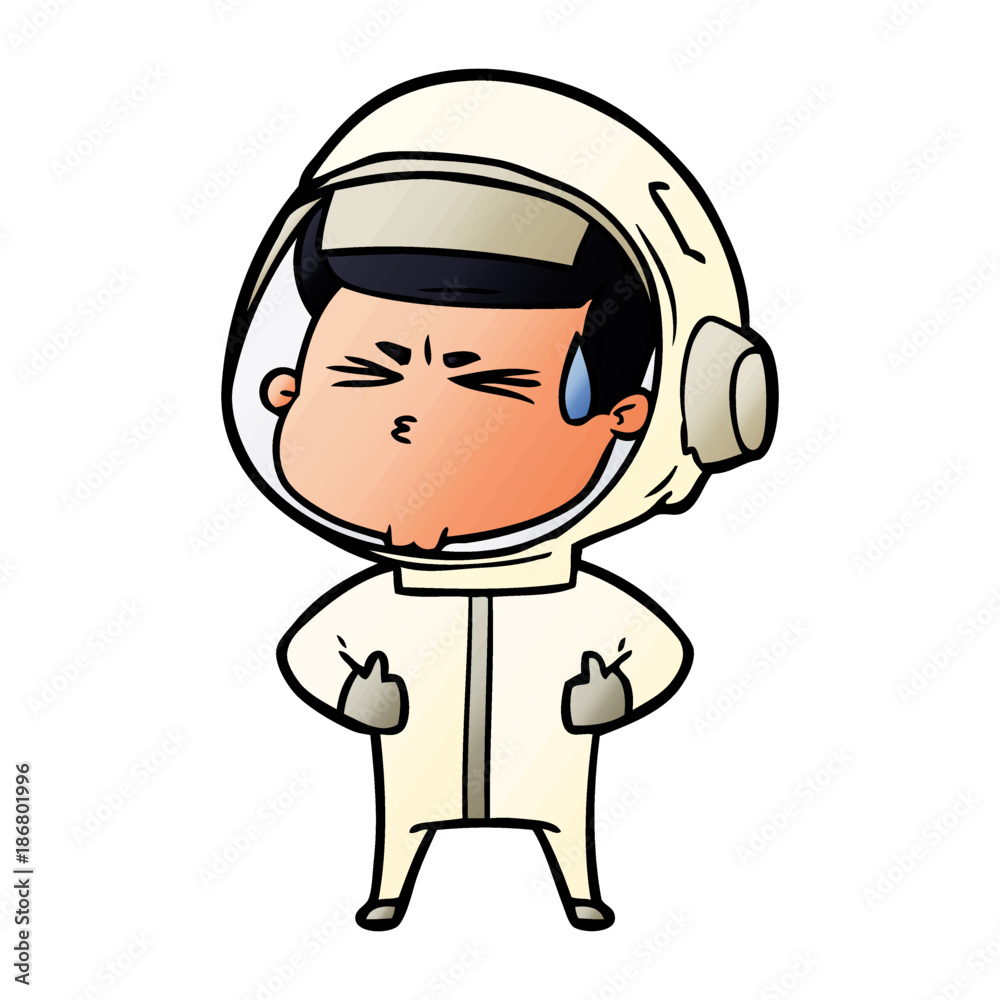 cartoon stressed astronaut