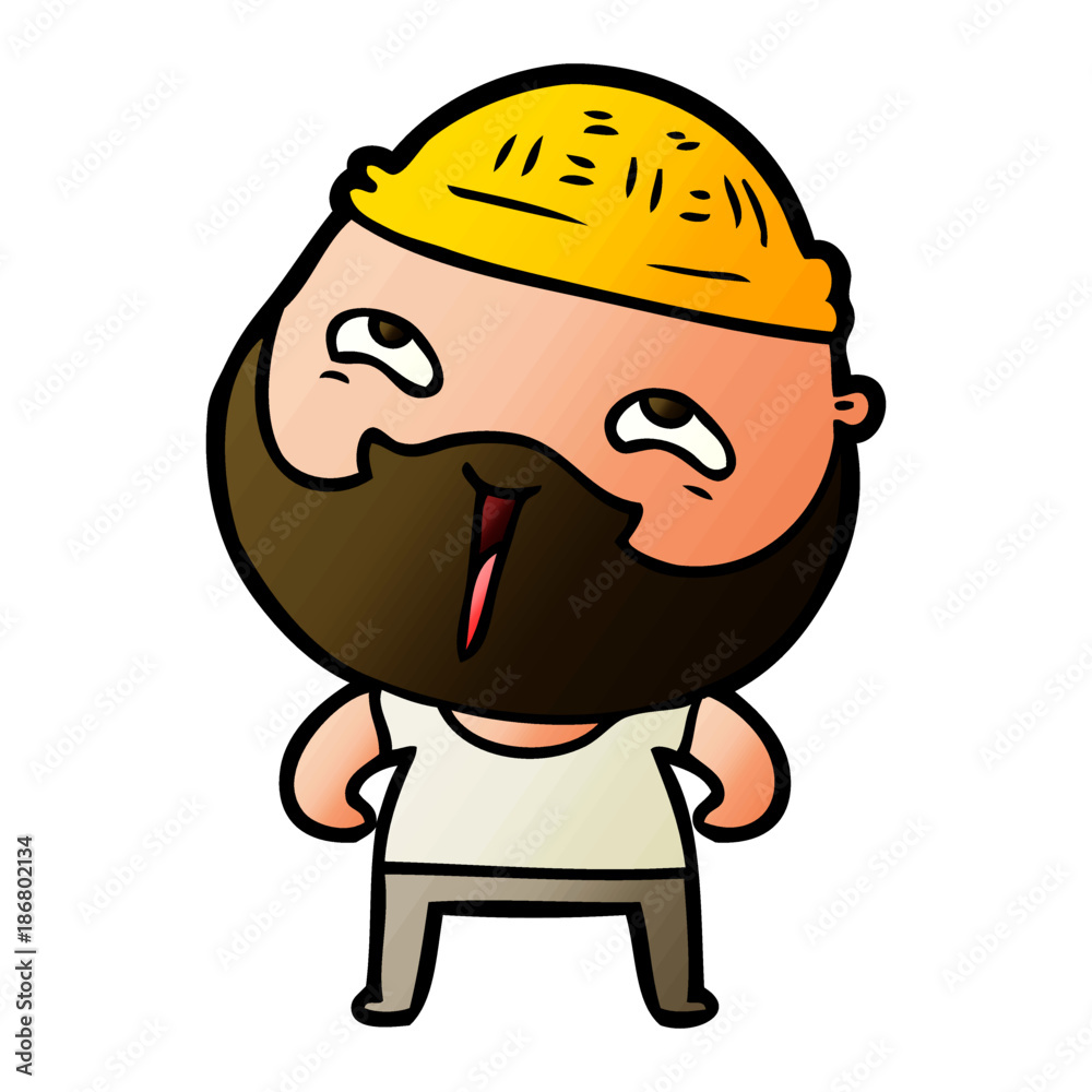 cartoon happy bearded man