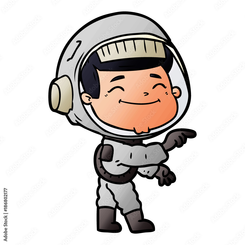 happy cartoon astronaut