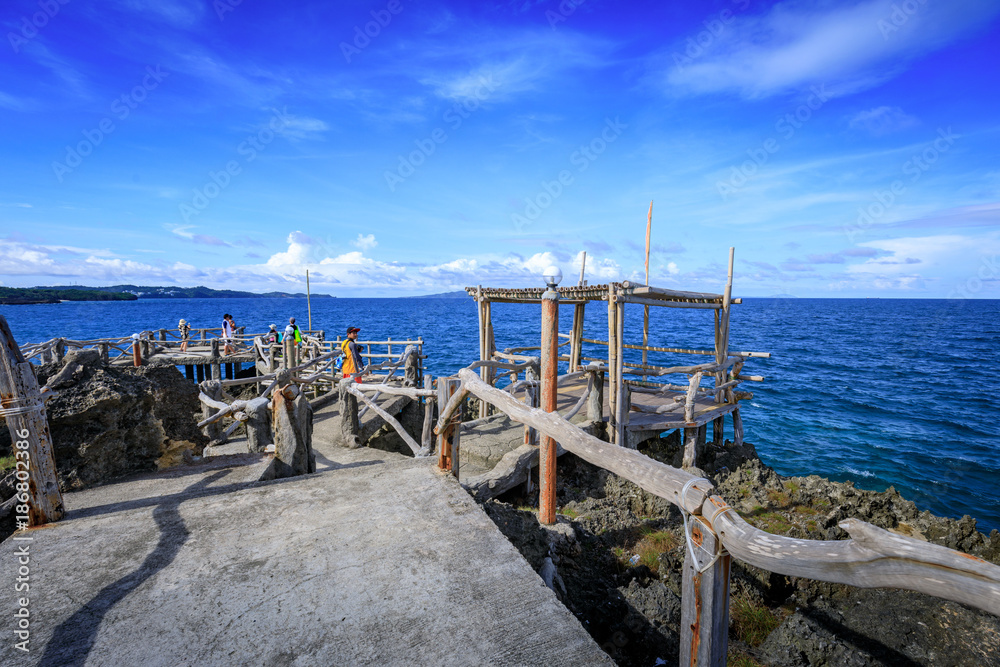 Obraz premium View of Crystal Cove, which is a small island that attracts tourists island hopping near Boracay in the Philippines