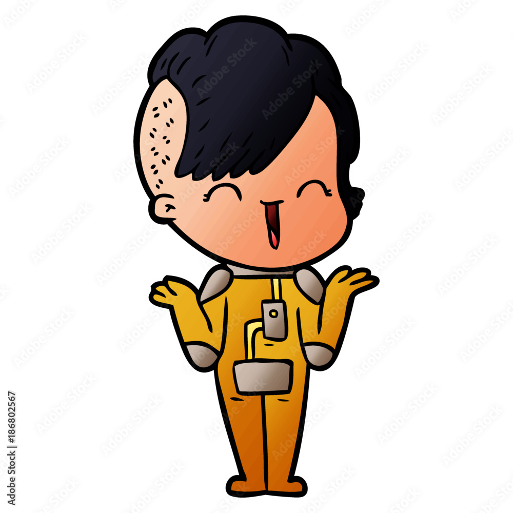 cartoon happy hipster girl