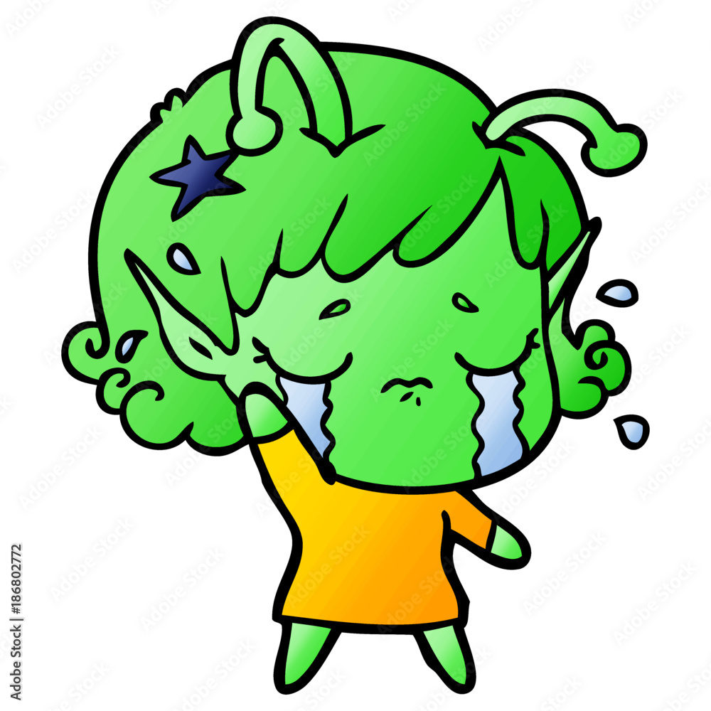 cartoon crying alien girl cartoon crying alien girl