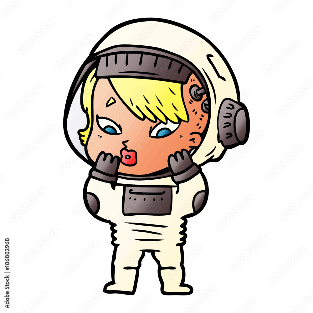 cartoon astronaut woman