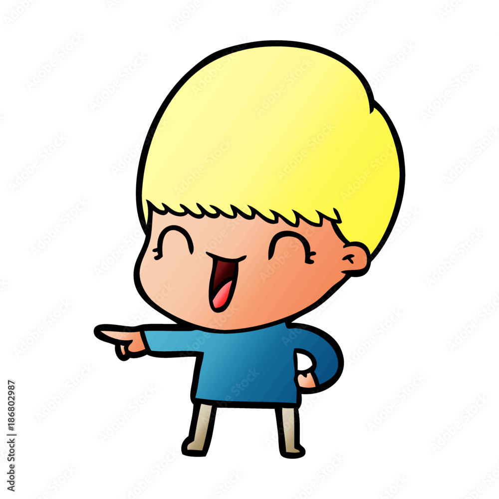 happy cartoon boy