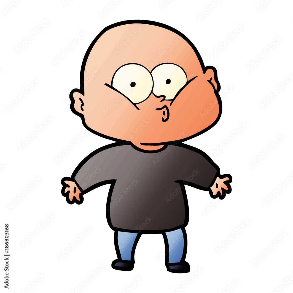 cartoon bald man staring