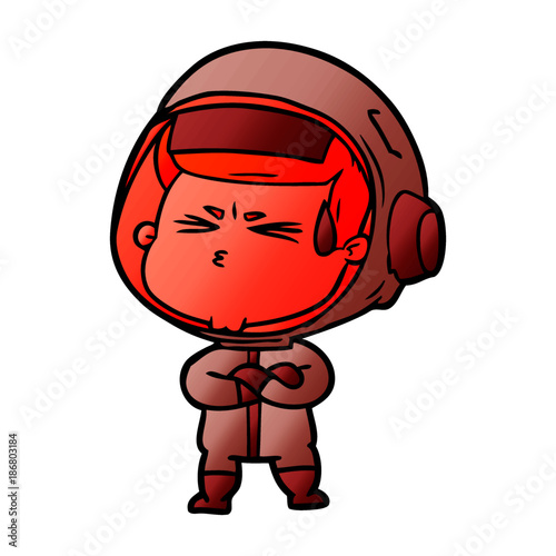 cartoon stressed astronaut