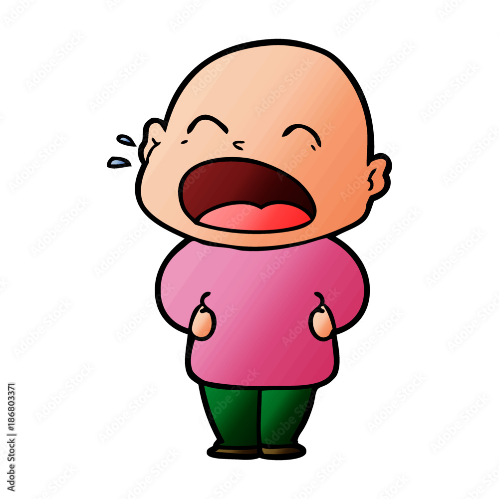 Obraz premium cartoon shouting bald man