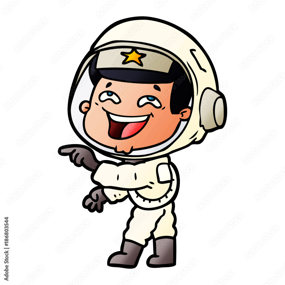 cartoon laughing astronaut