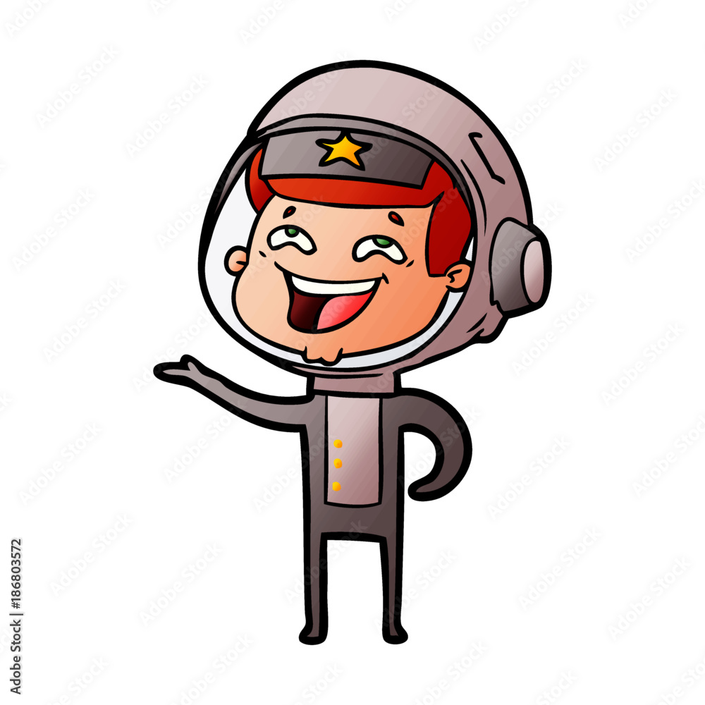 cartoon laughing astronaut