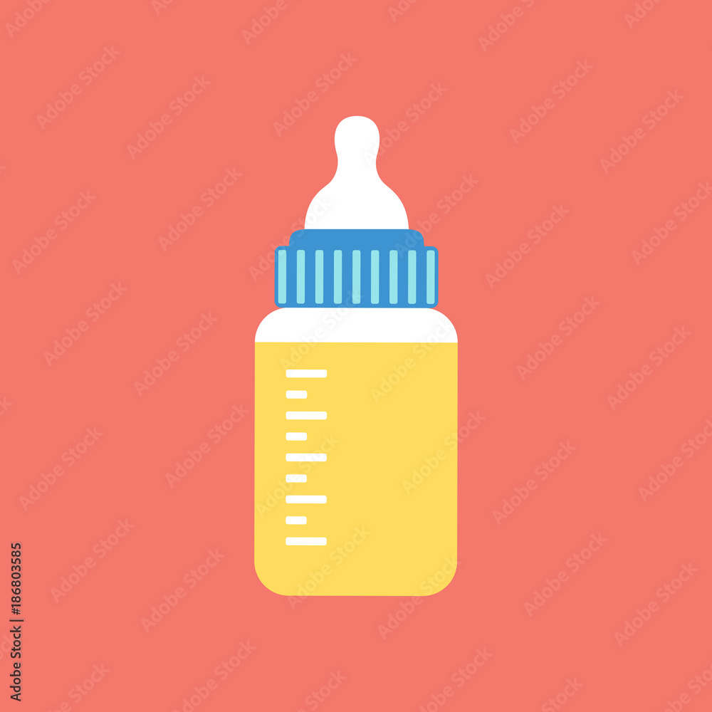 baby milk bottle isolated on pink background baby milk bottle isolated on pink background