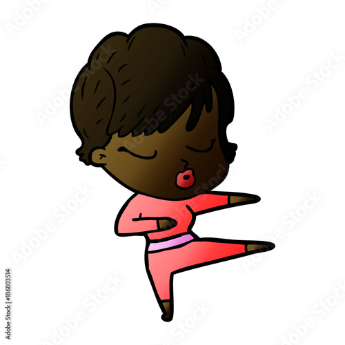 cartoon woman with eyes shut
