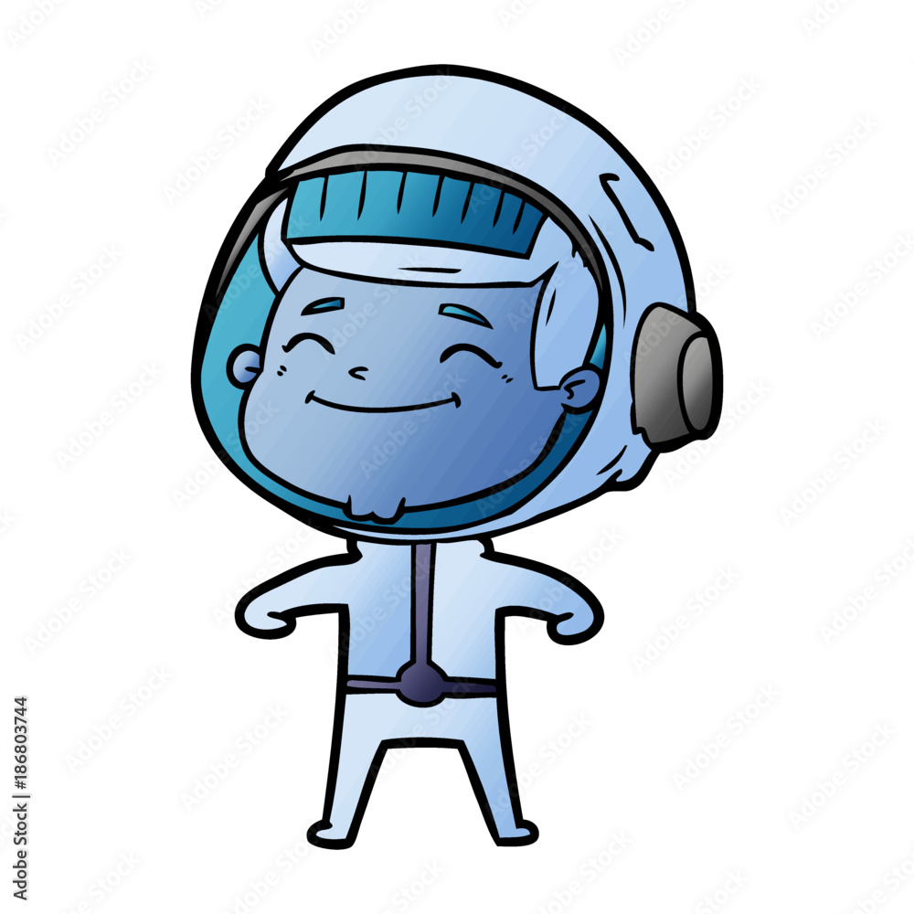 happy cartoon astronaut