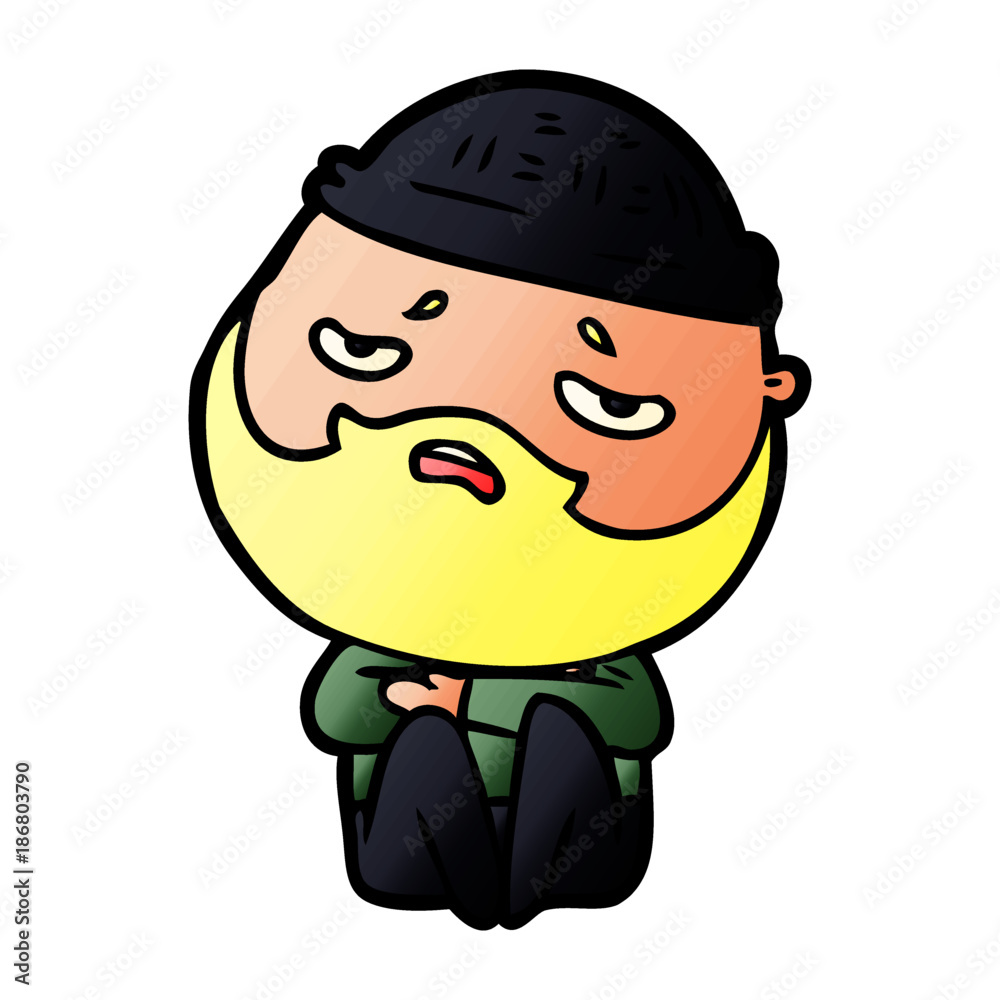 cartoon worried man with beard cartoon worried man with beard
