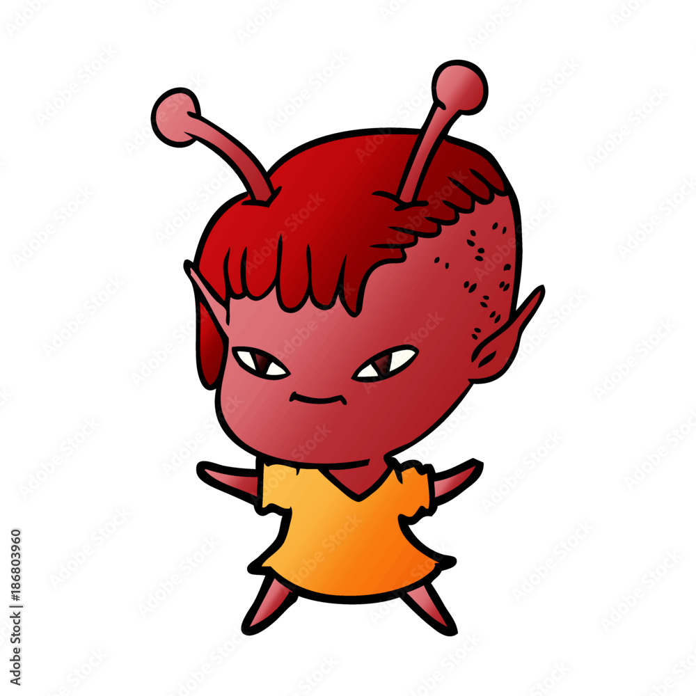 Fototapeta premium cute cartoon alien girl