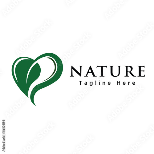 Love heart leaf logo