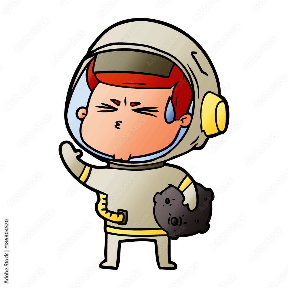 cartoon stressed astronaut