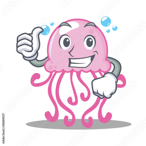 Thumbs up cute jellyfish character cartoon